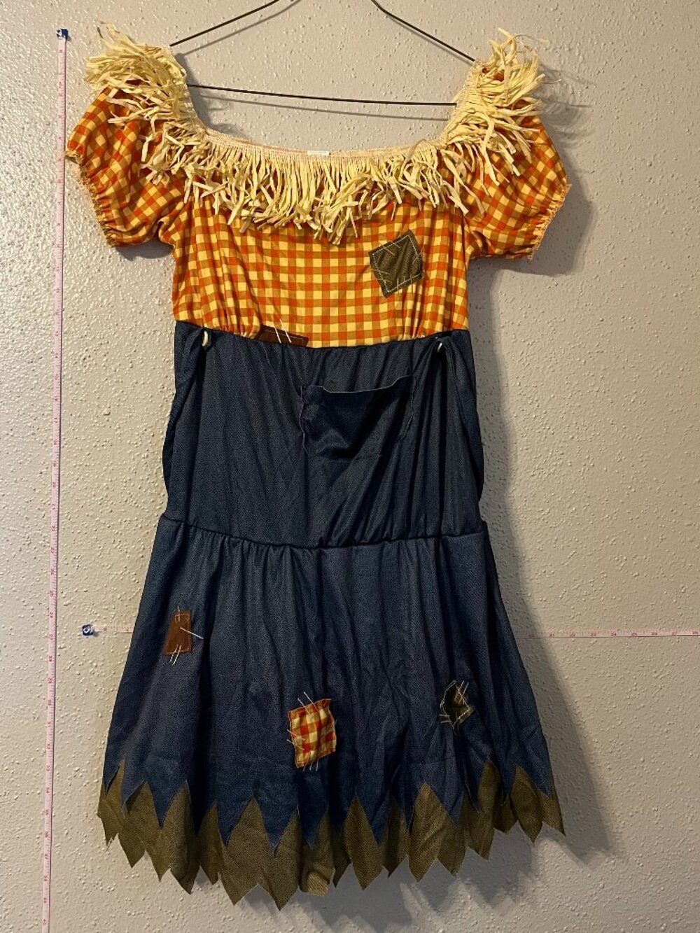Share Girls Scarecrow Costume Dress Size 8-10 Patchwork Fall Harvest Halloween